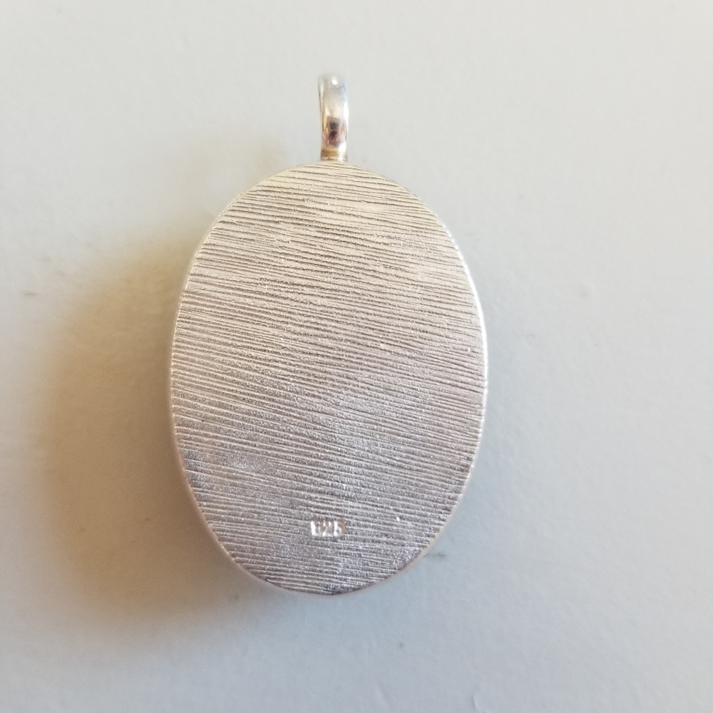 Estate Sterling Silver Snowflake Obsidian Pendant - Picture 4 of 4